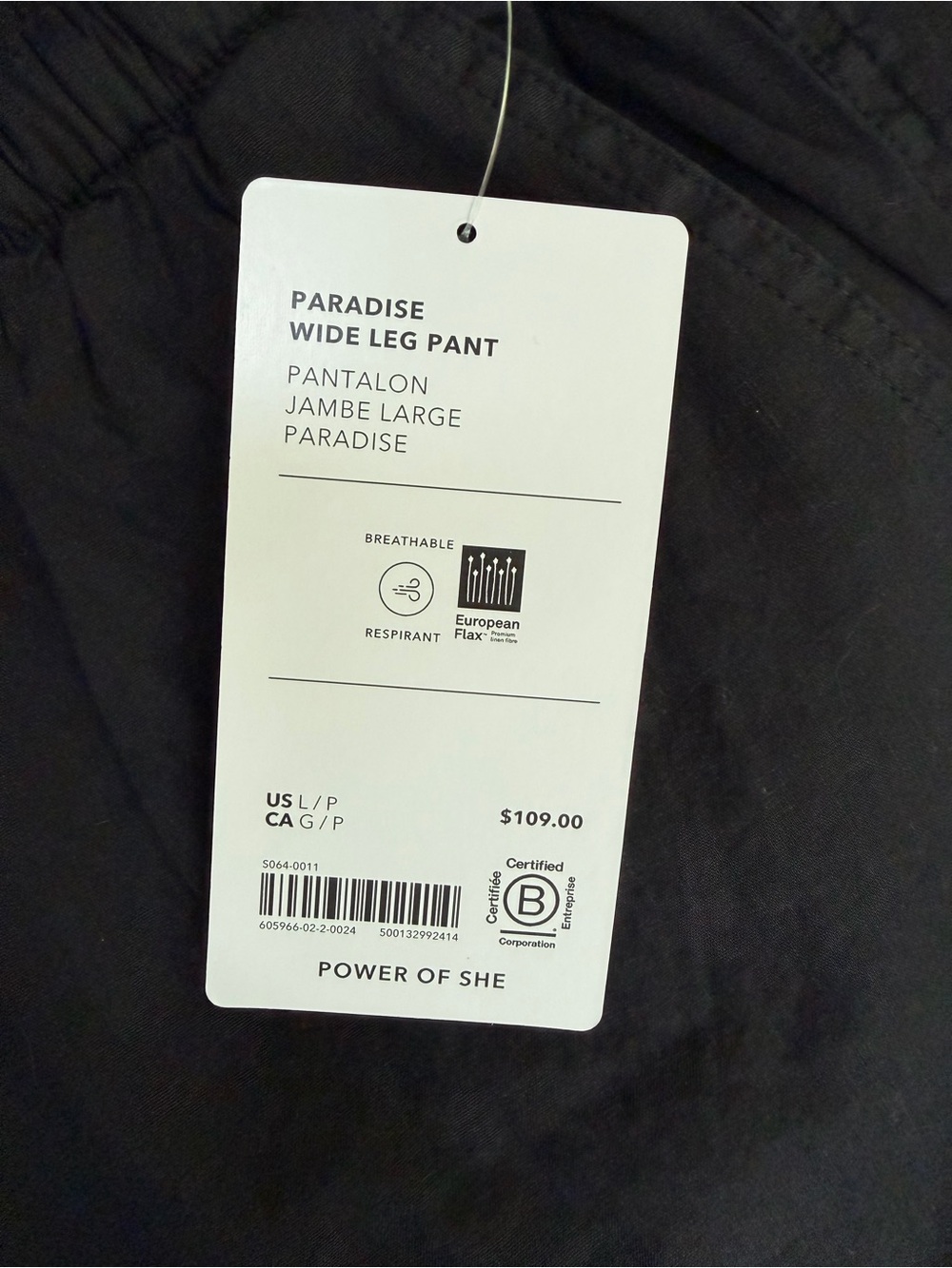 NWT Athleta Paradise Mid Rise Wide Leg Pant 🖤 black drawstring waist L petite - Picture 7 of 12